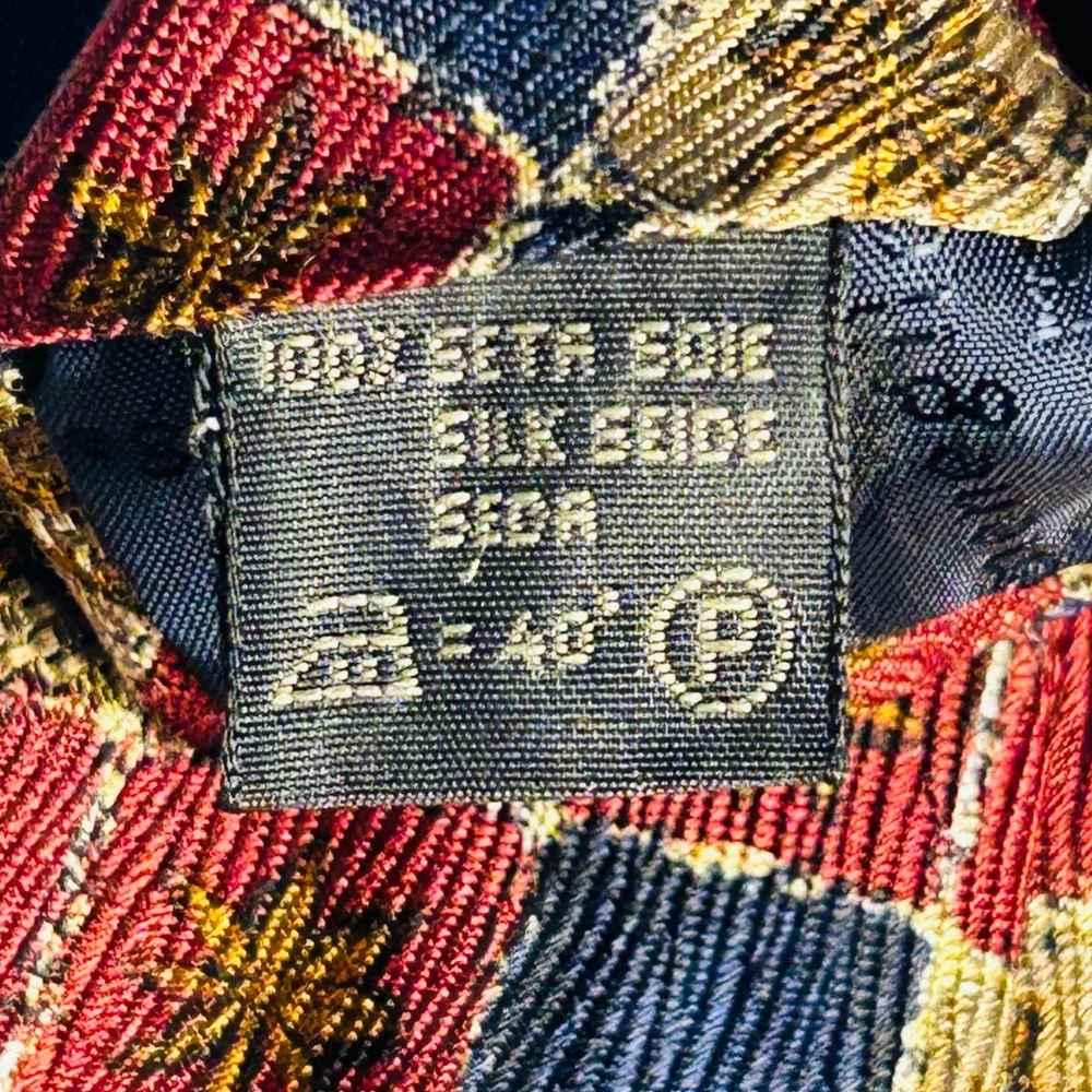 Ermenegildo Zegna Tie Men Red Blue Gold Star Patchwork Silk Exclusive Design